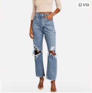 Agolde Jeans Women's 25 Destroyed 90s Mid Rise Button Fly